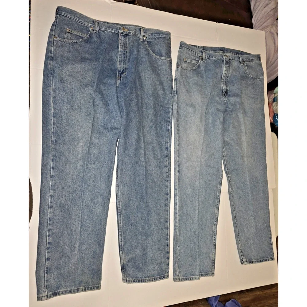 Lot of 2pcs Wrangler Men’s Blue Straight Leg Casual Style Jeans Size 40x32 M020 - Picture 12 of 16